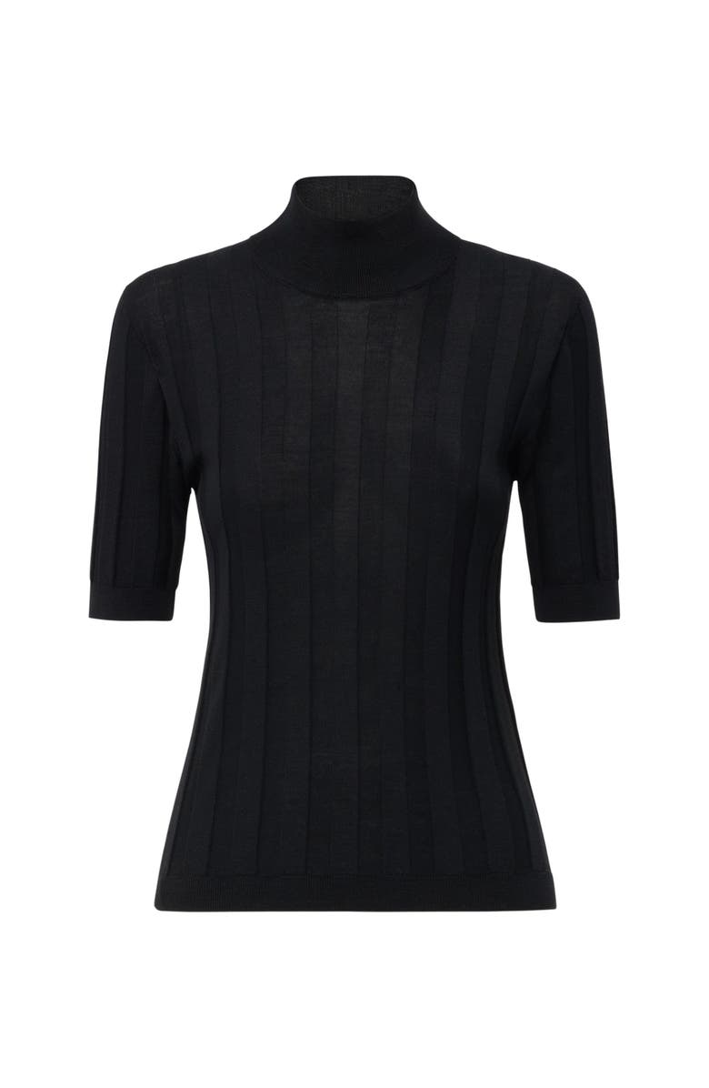 Callas Milano Jordyn Short sleeve mockneck sweater, Main, color, Black