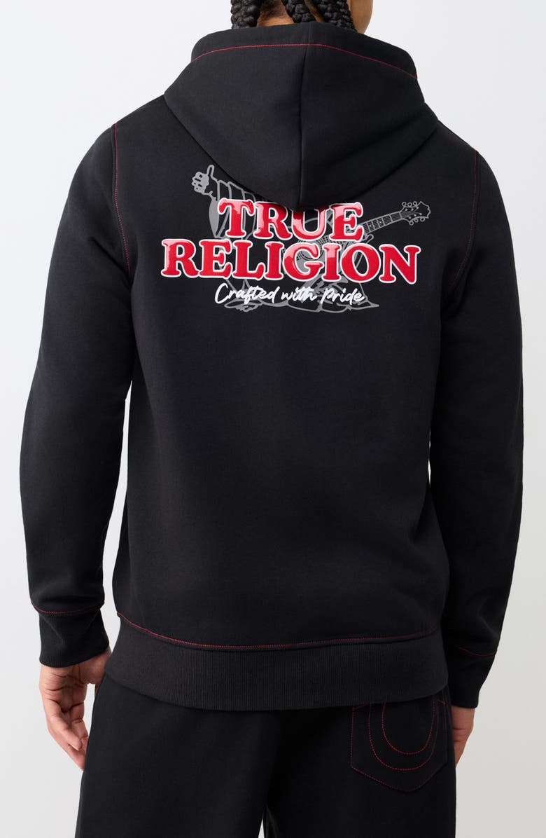 True Religion Contrast Stitching Zip Hoodie, Alternate, color, 