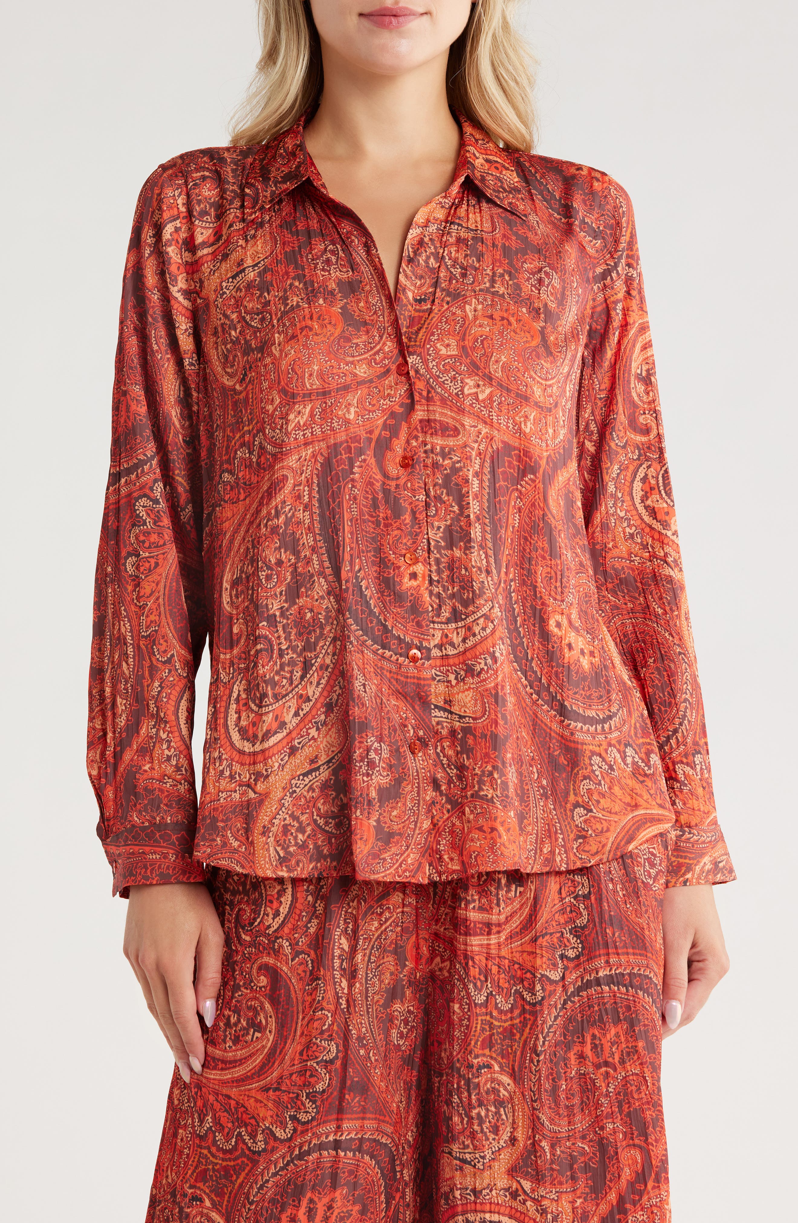 L'AGENCE Argo Paisley Button-Up Shirt