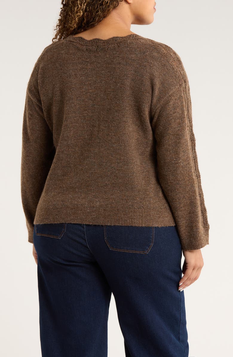 Wit & Wisdom Open Stitch Boat Neck Sweater, Alternate, color, Heather Mocha