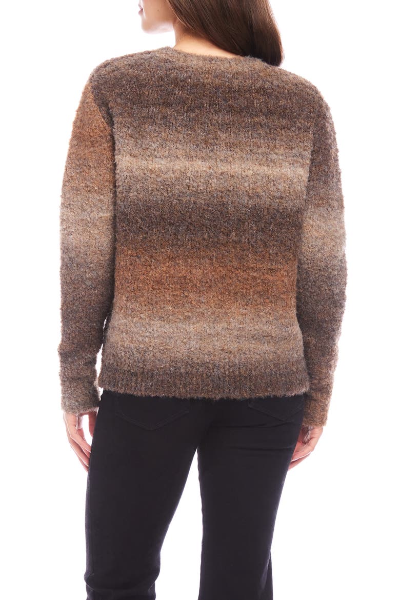 Ombré Stripe Bouclé Sweater, Alternate, color, BROWN