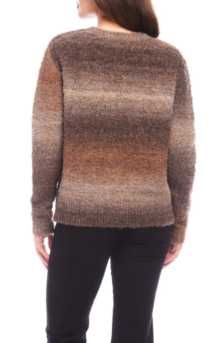 Karen Kane Ombré Stripe Bouclé Sweater, Alternate, color, Brown