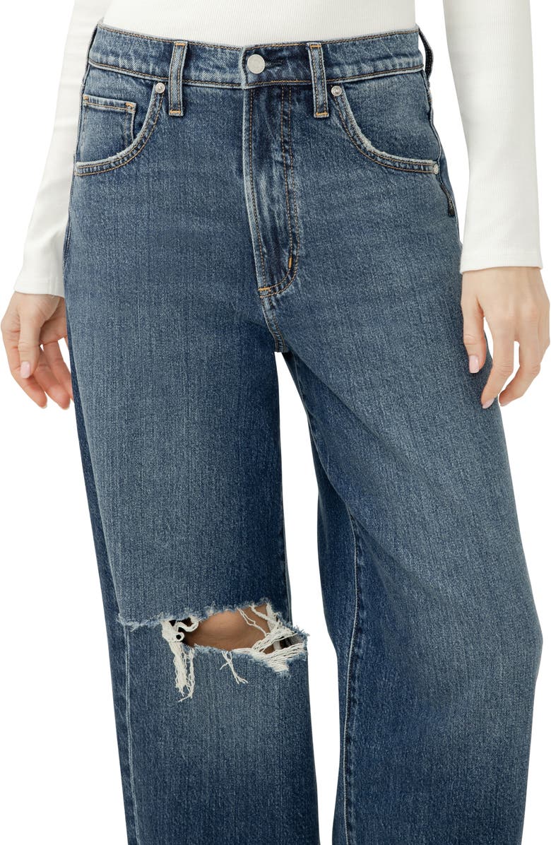 Silver Jeans Co. Be Easy Ripped High Waist Crop Wide Leg Jeans, Alternate, color, Thelma