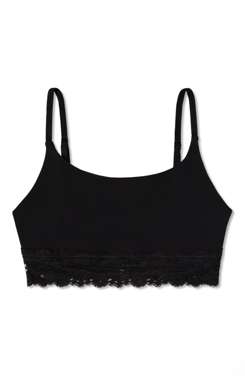 Pact Lace Modern Scoop Bralette Made With Organic Cotton, Alternate, color, Black