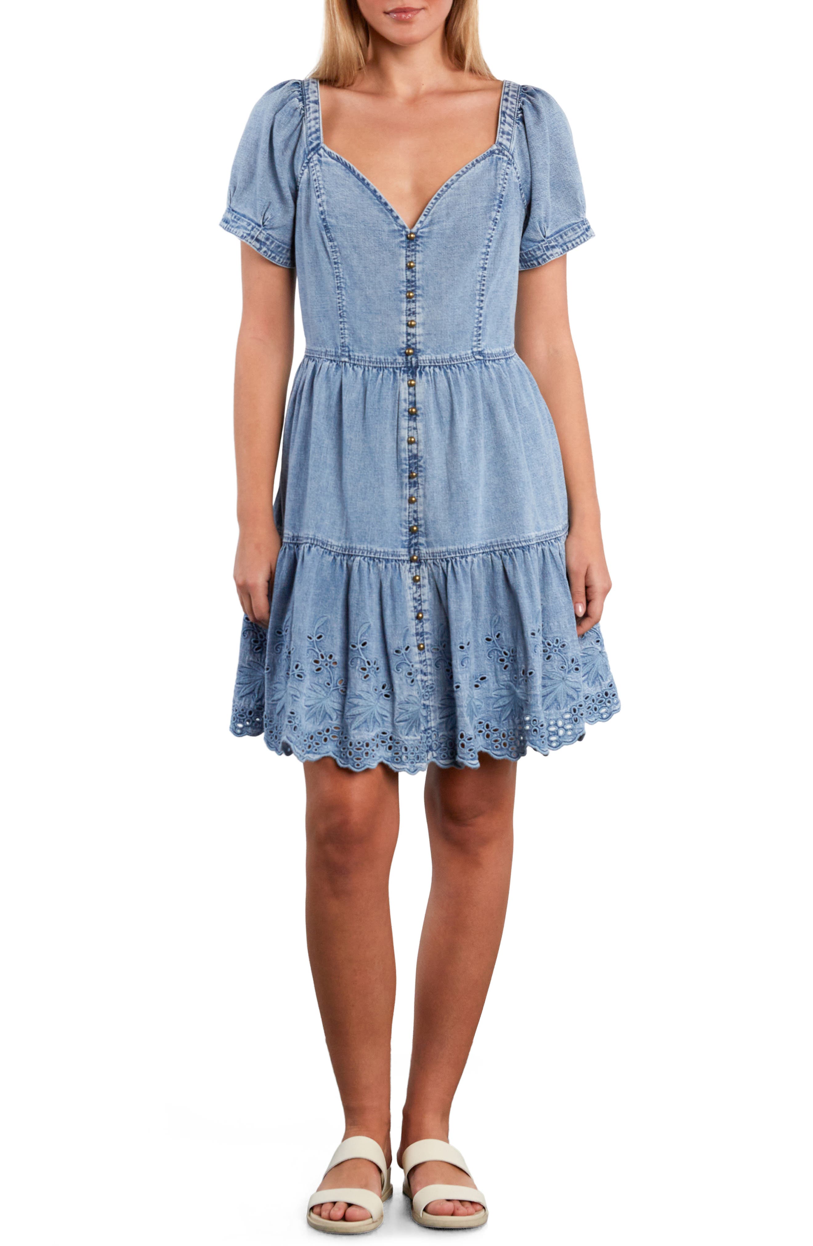 Ruby Eyelet Tiered Denim Midi Dress - image 3
