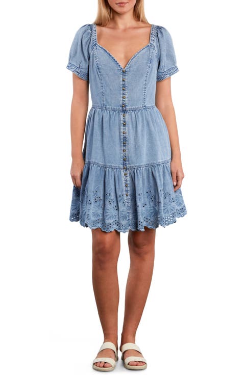Ruby Eyelet Tiered Denim Midi Dress