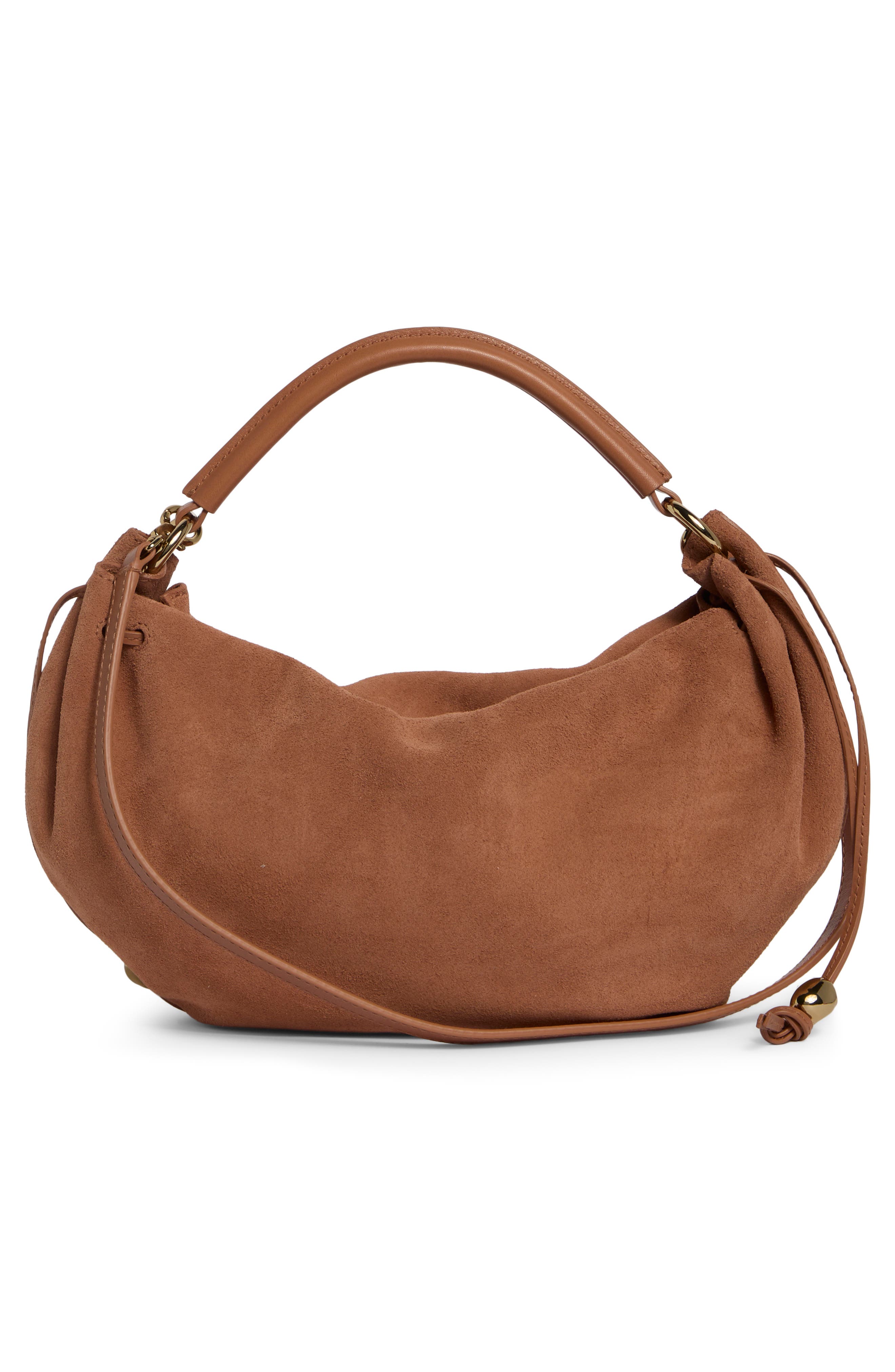 The Camren Gathered Suede Shoulder Bag, Alternate, color, WARM UMBER