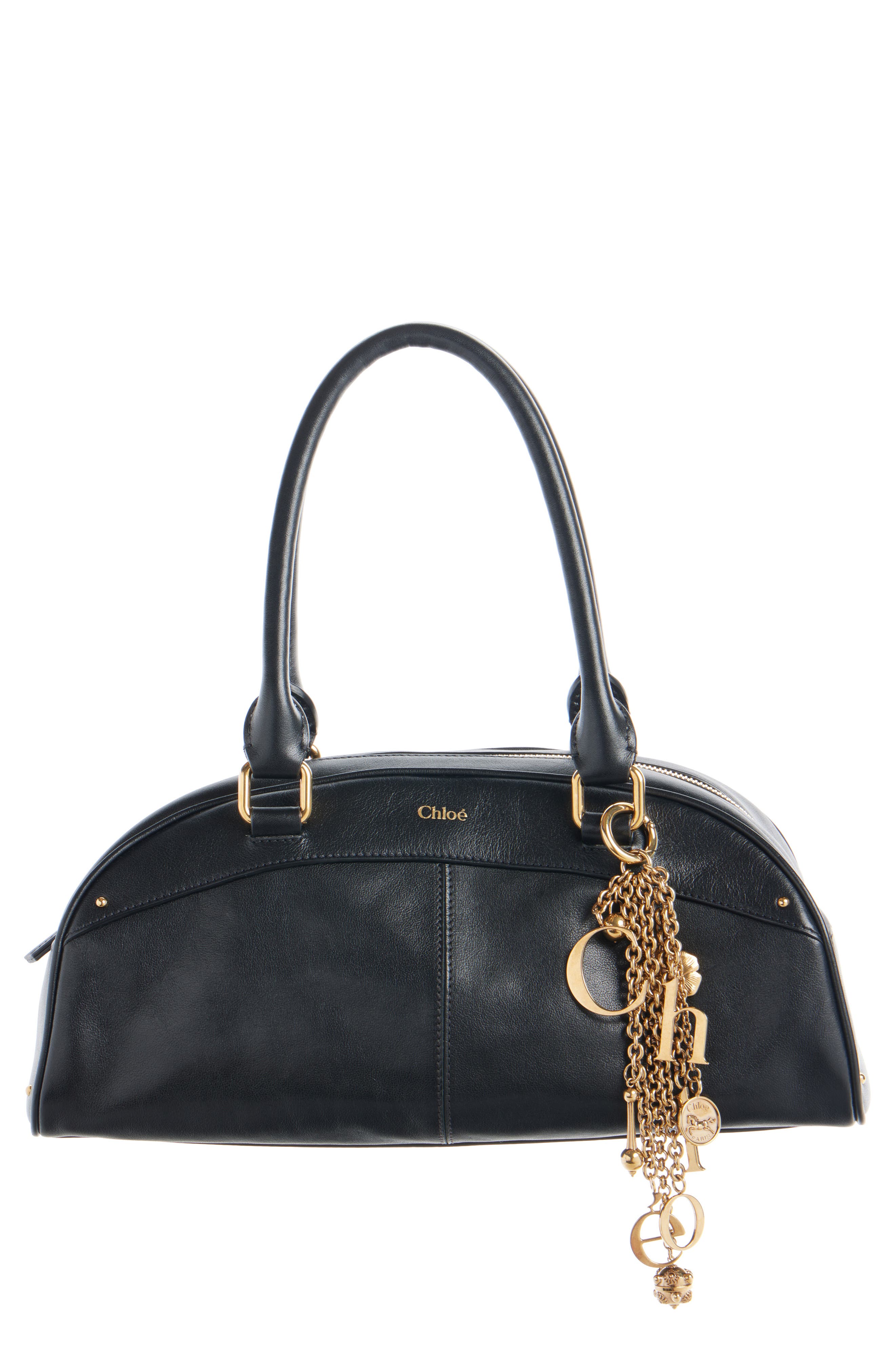 Chloé Bowling Leather Handheld Bag, Main, color, Black