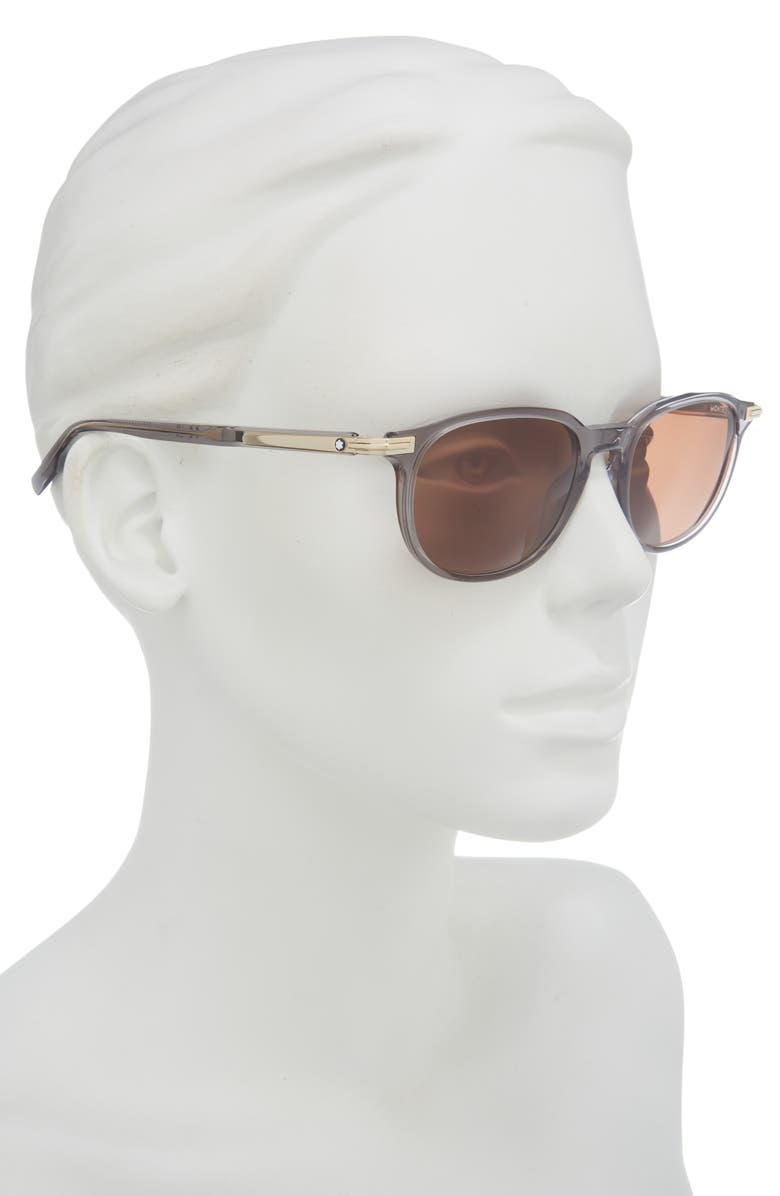 Montblanc 52mm Round Sunglasses, Alternate, color, Grey Grey Brown