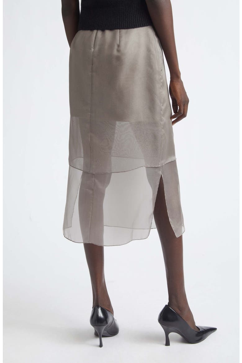The Brett Tiered Silk Organza Pencil Skirt, Alternate, color, SMOKE