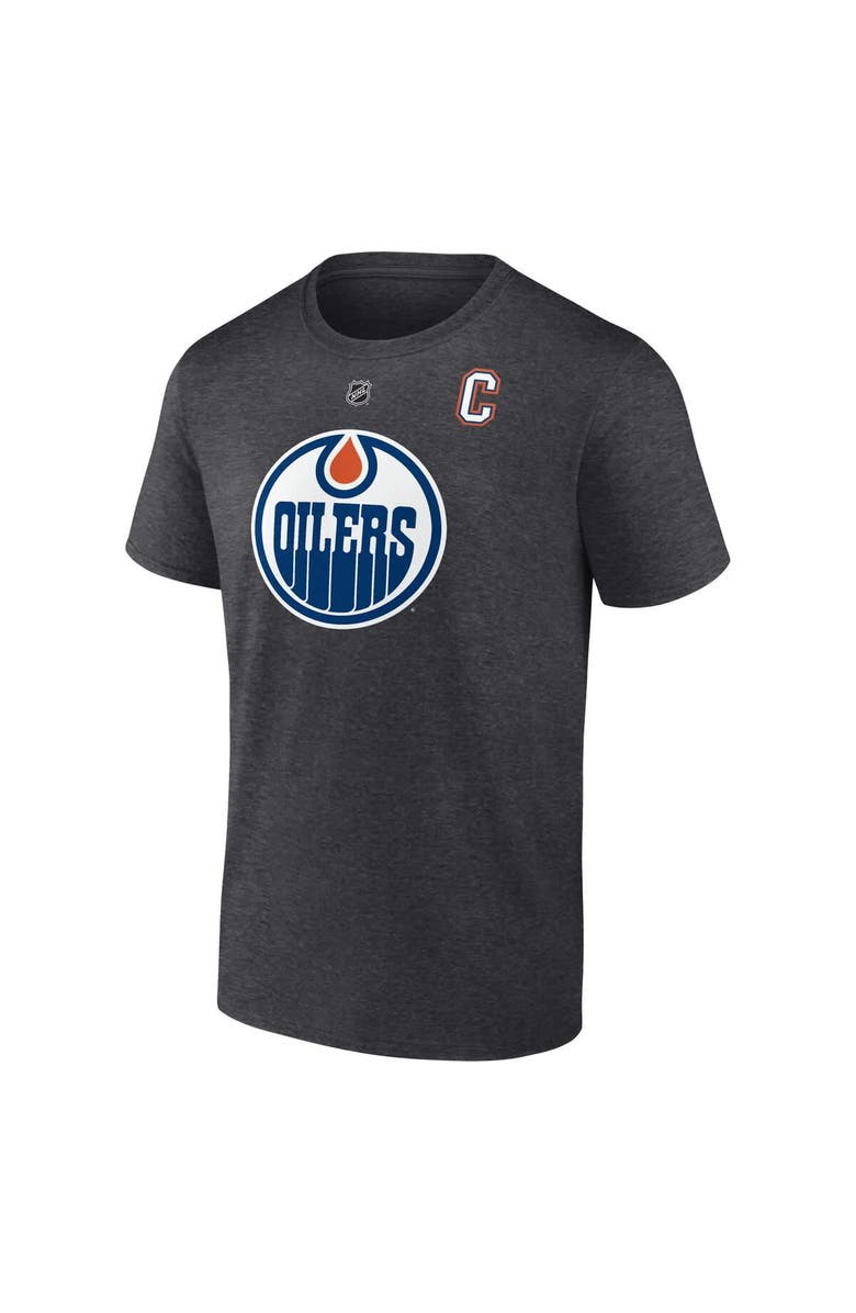 FANATICS Men's Fanatics Connor McDavid Charcoal Edmonton Oilers Authentic Stack Name & Number T-Shirt, Alternate, color, Charcoal