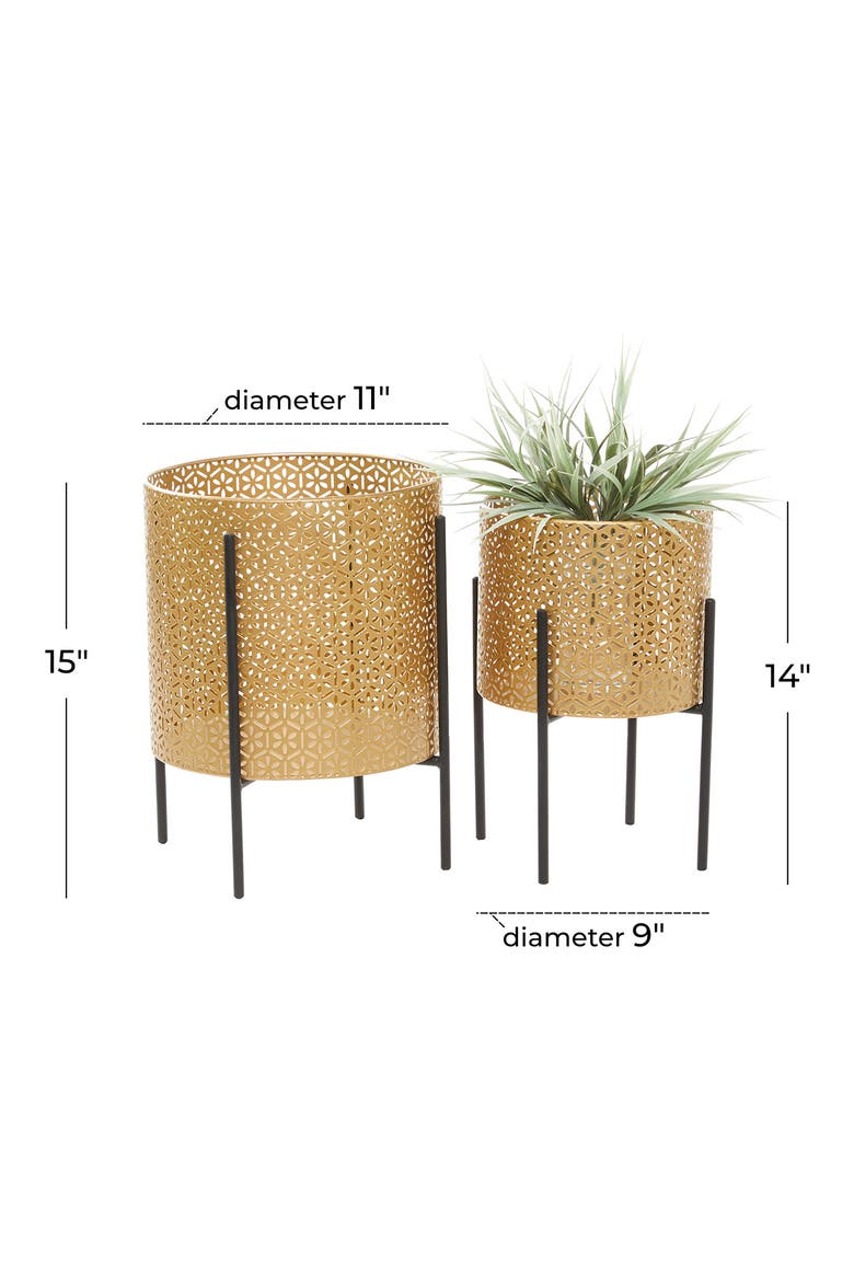 Goldtone Metal Contemporary Planter with Removable Stand - Set of 2, Alternate, color, GOLD