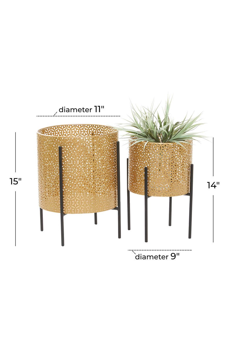 COSMO BY COSMOPOLITAN Goldtone Metal Contemporary Planter with Removable Stand - Set of 2, Alternate, color, Gold
