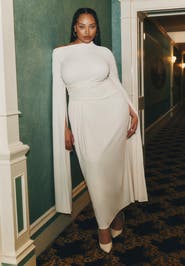 ELOQUII Cape Sleeve Draped Dress