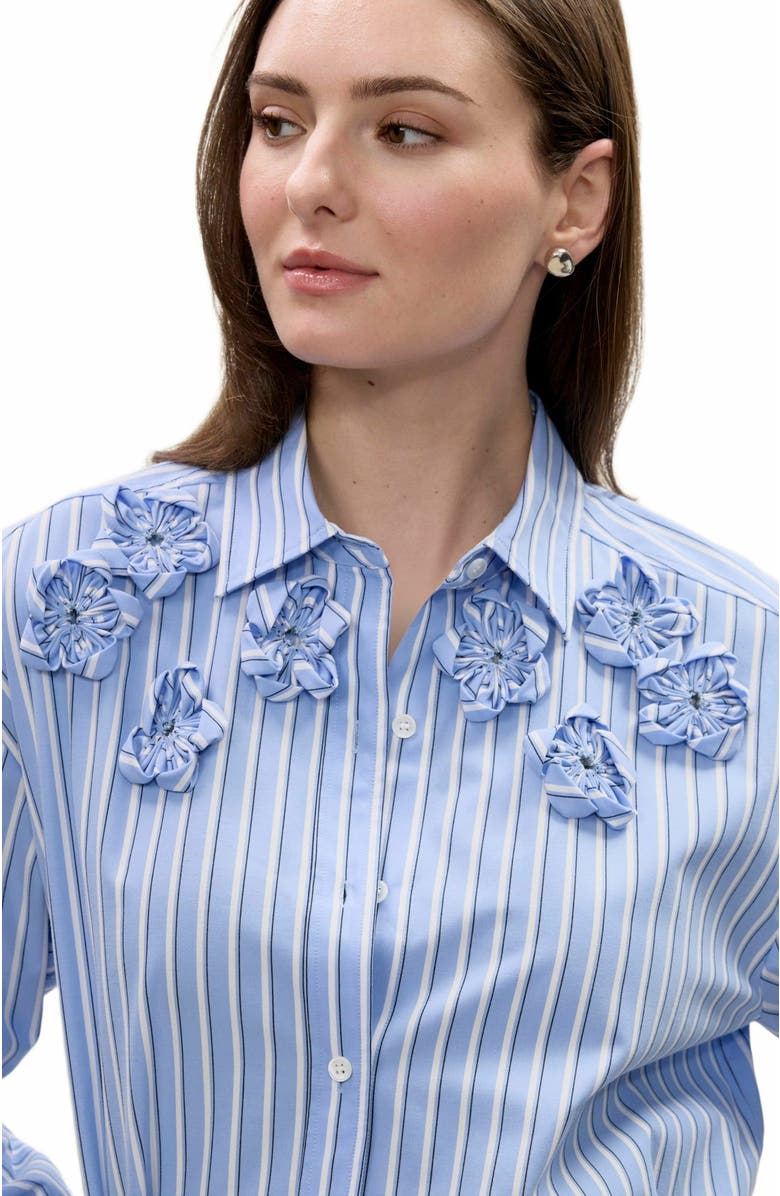 Rebecca Taylor Priya Poplin Shirt, Alternate, color, Blue Stripe Combo