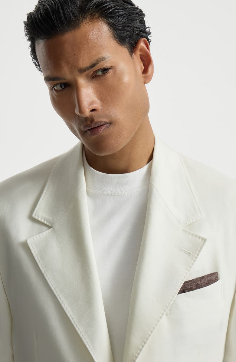 Brunello Cucinelli Silk pocket square, Alternate, color, Brown