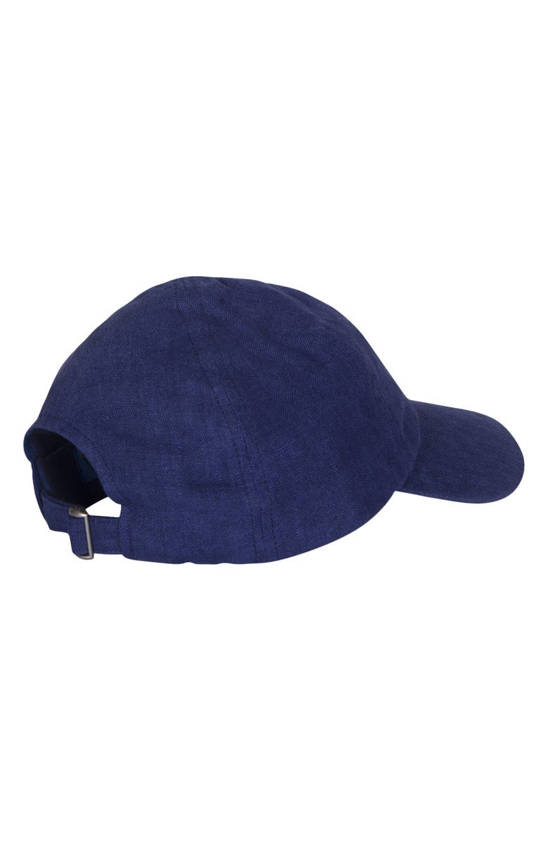 Polo Ralph Lauren Embroidered Bear Logo Linen Baseball Cap, Alternate, color, Newport Navy