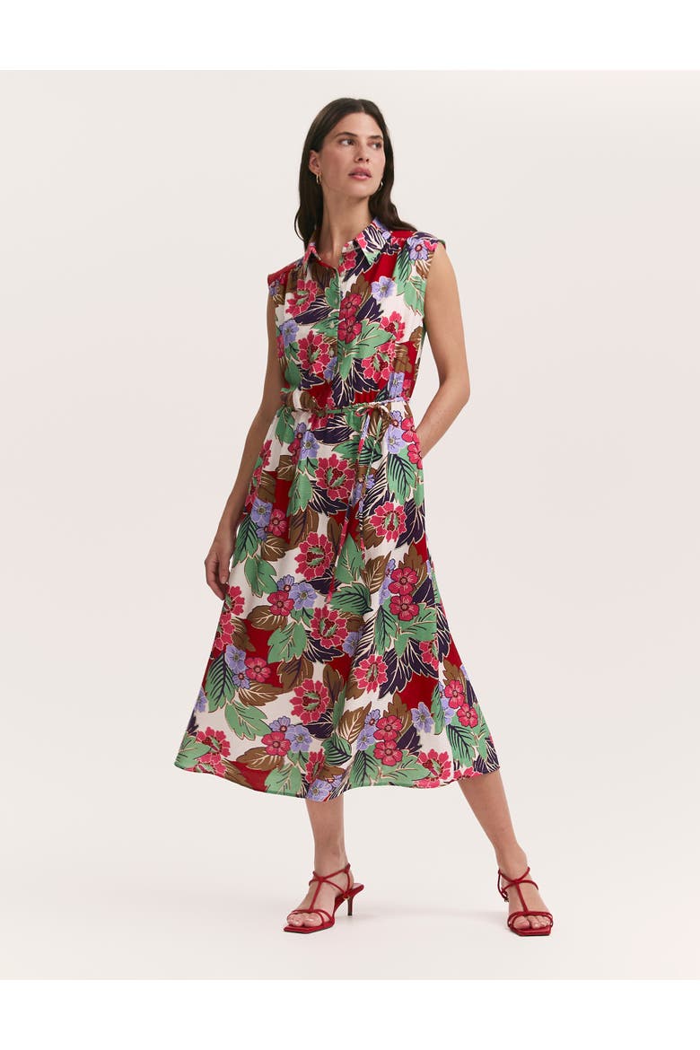 Alida Floral Midi Shirt Dress, Main, color, Red Floral