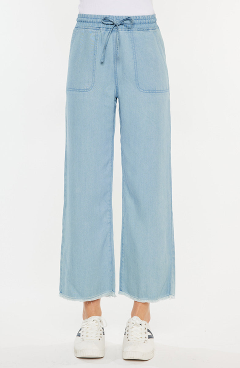 Milly High Rise Cropped Wide Leg Jeans