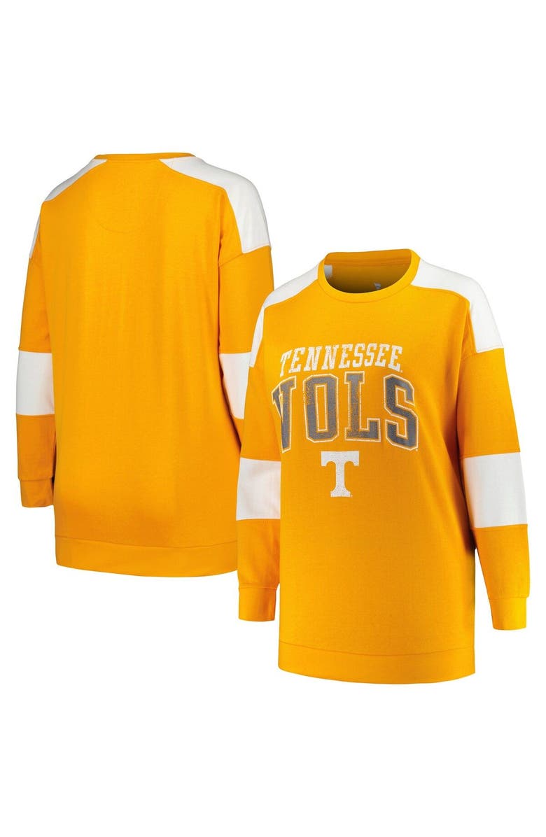 PROFILE Women's Profile Tennessee Orange Tennessee Volunteers Plus Size Striped Pullover Sweatshirt, Main, color, 