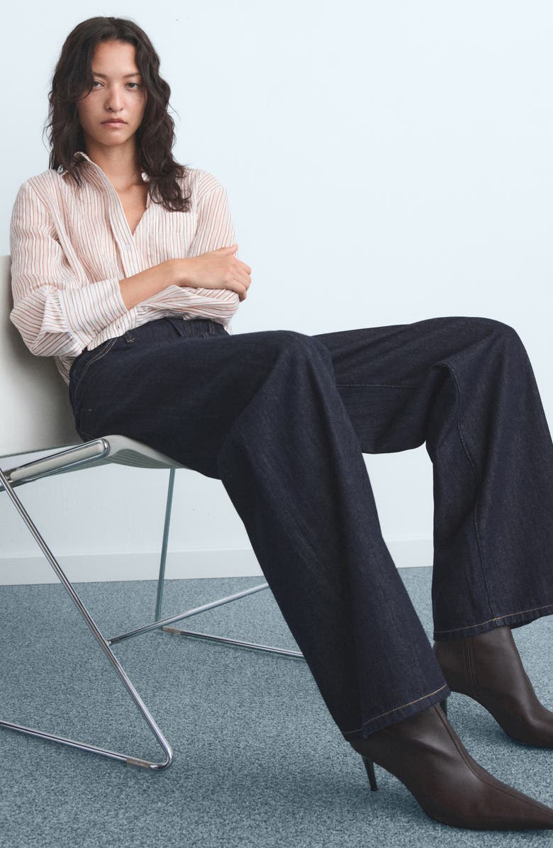 MANGO Bandless Mid Rise Wide Leg Jeans, Alternate, color, Open Blue