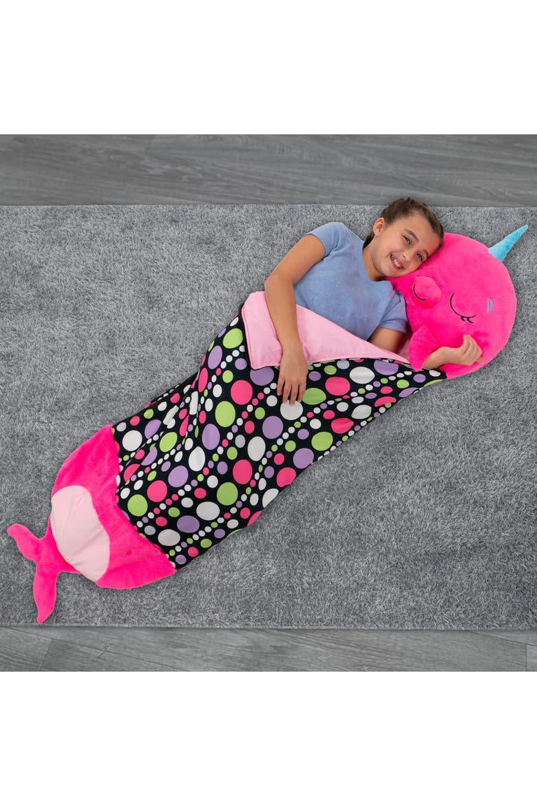 Pillow & Sleepy Sack, Large Neil The Pink Narwhal 7+, Alternate, color, Pink