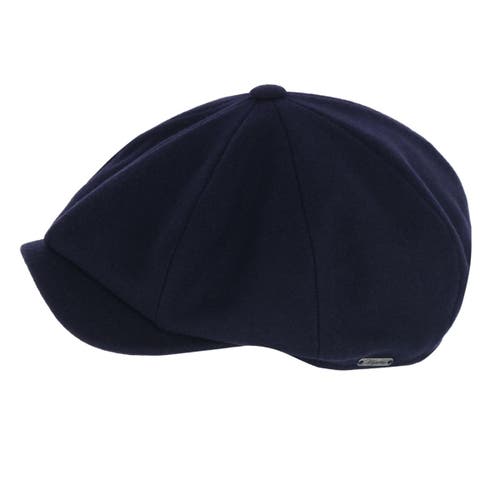 Wigens Classic Retro Newsboy Cap With Curved Peak In Navy