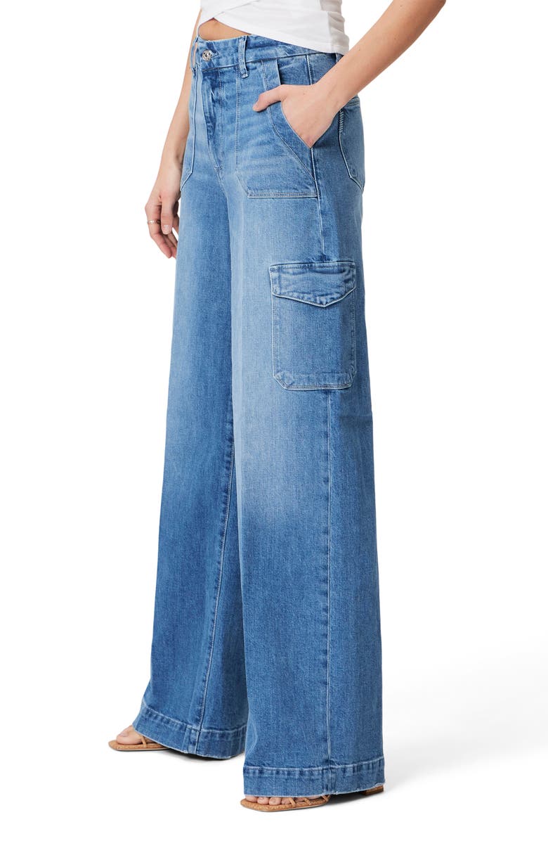 PAIGE Harper Utility Wide Leg Jeans, Alternate, color, Valen Distressed