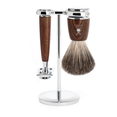 Rytmo Steamed Ash 3-Piece Pure Badger & Safety Razor Shaving Set
