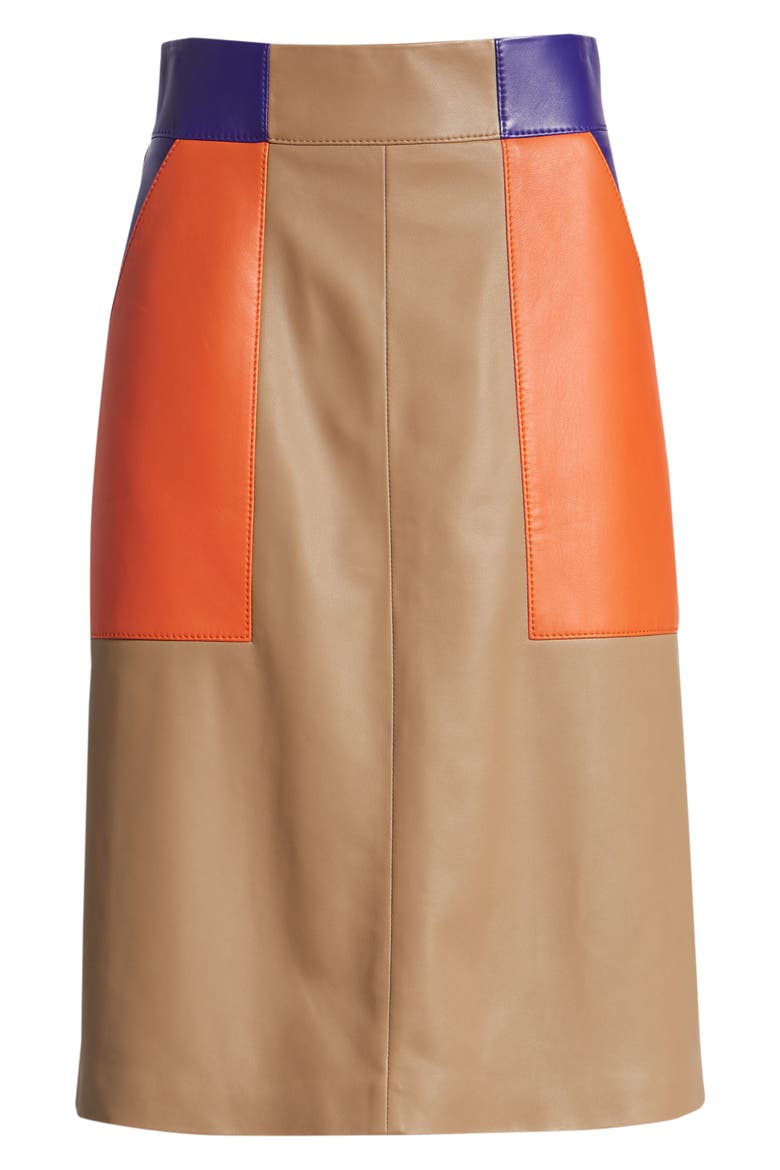 Seplea Colorblock Leather Skirt, Alternate, color, WARM CLAY FANTASY