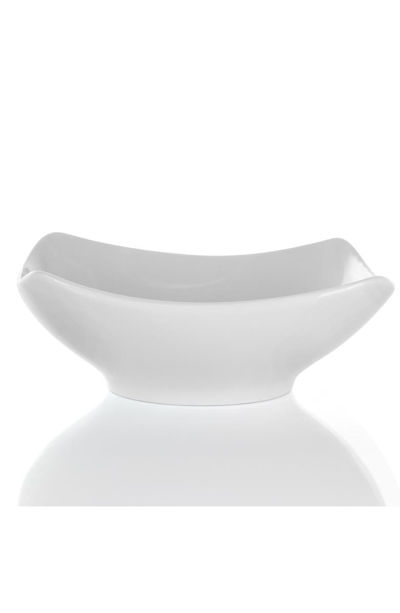 Elama Hayes 16 Piece Square Porcelain Dinnerware Set, Alternate, color, White