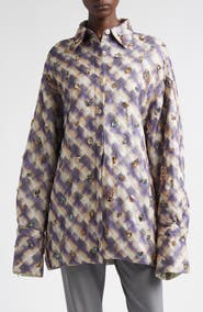 Dries Van Noten Cartan Crystal Embellished Oversize Button-Up Shirt