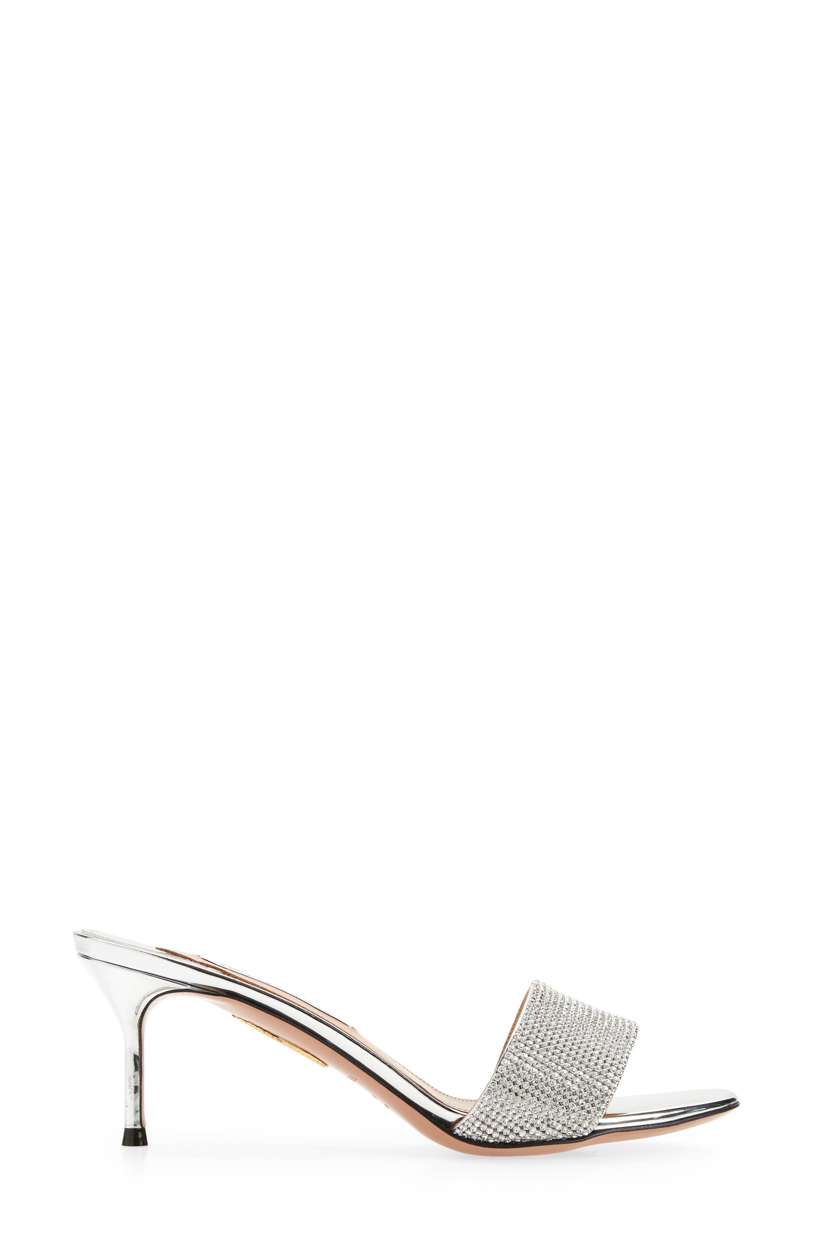 Aquazzura Wonderland Embellished Slide Sandal, Alternate, color, Silver