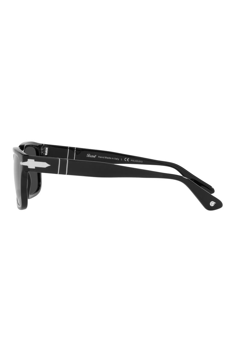 53mm Polarized Rectangular Sunglasses, Alternate, color, BLACK