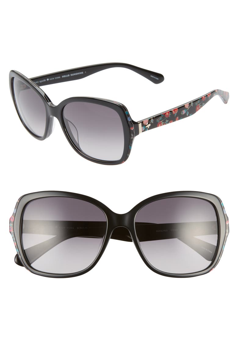 karalyns 56mm gradient butterfly sunglasses, Main, color, BLACK/ GOLD BLACK