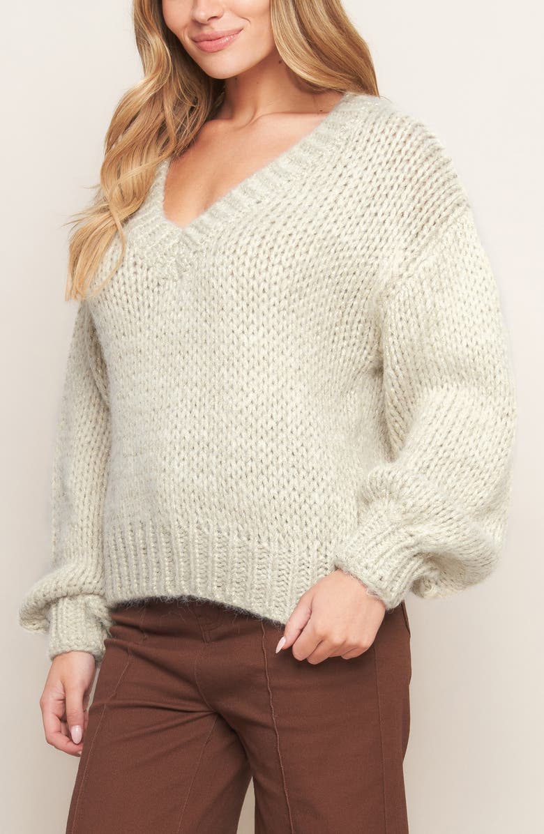 FLYING TOMATO V-Neck Sweater, Alternate, color, Cream/Gold