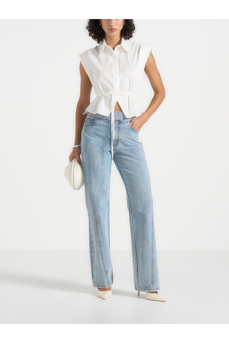 Malia Wide Shoulder Cropped Shirt, Main, color, White