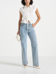 Manière De Voir Malia Wide Shoulder Cropped Shirt