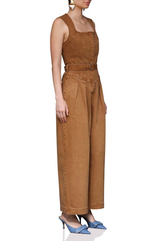Avec Les Filles Sleeveless Denim Jumpsuit In Burgundy