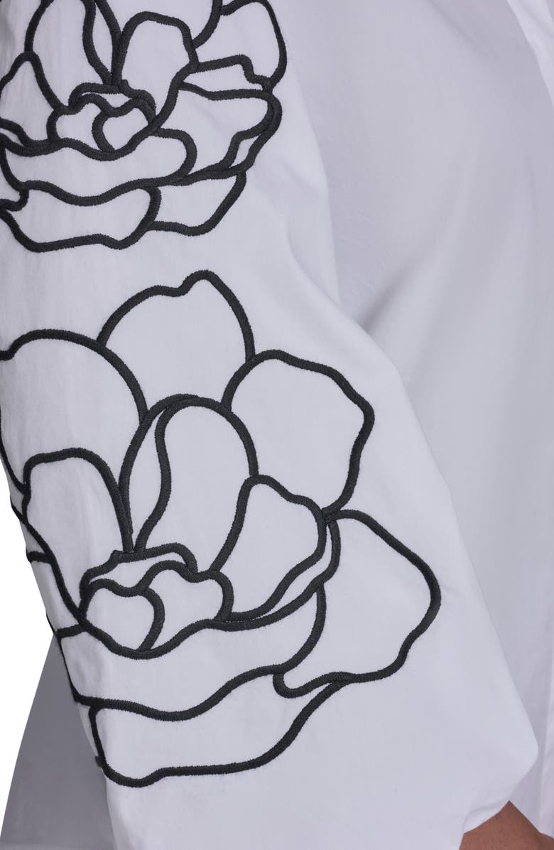KARL LAGERFELD PARIS Floral Puff Sleeve Shirt, Alternate, color, White