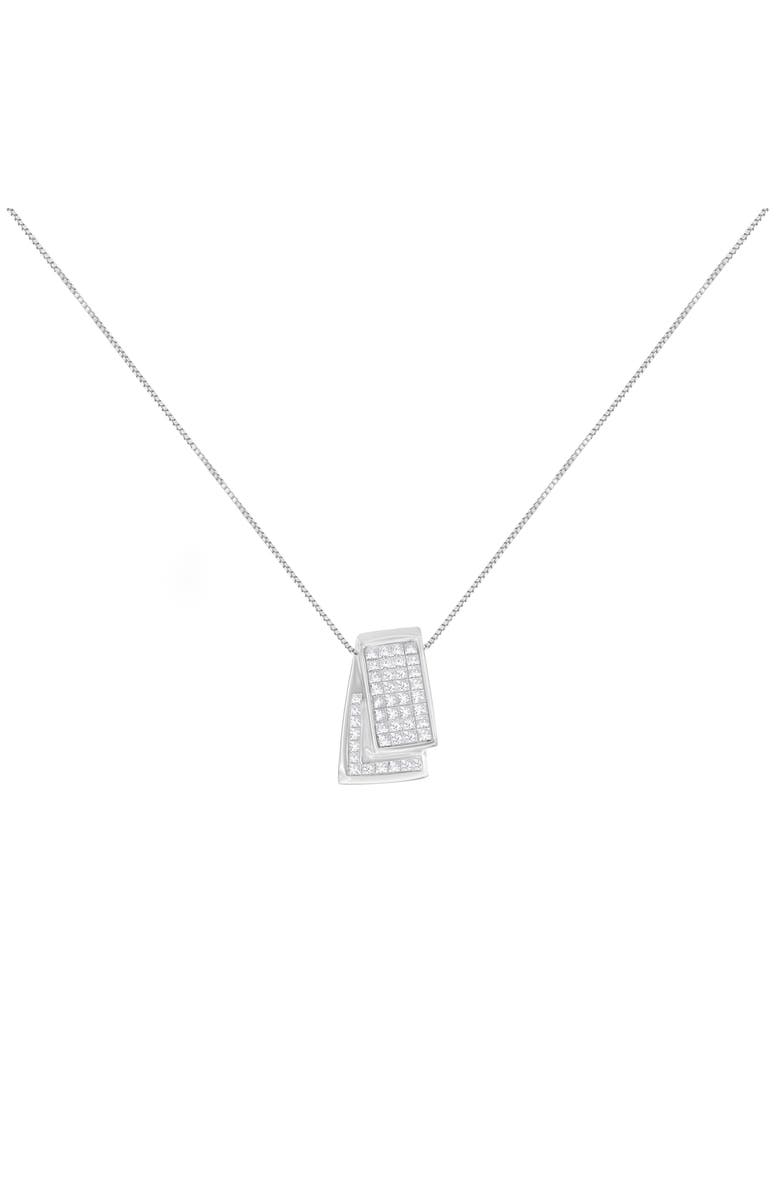 Haus of Brilliance 14K Gold 1.0 Cttw Princess Cut Diamond Foldover Box Pendant Necklace, Alternate, color, White