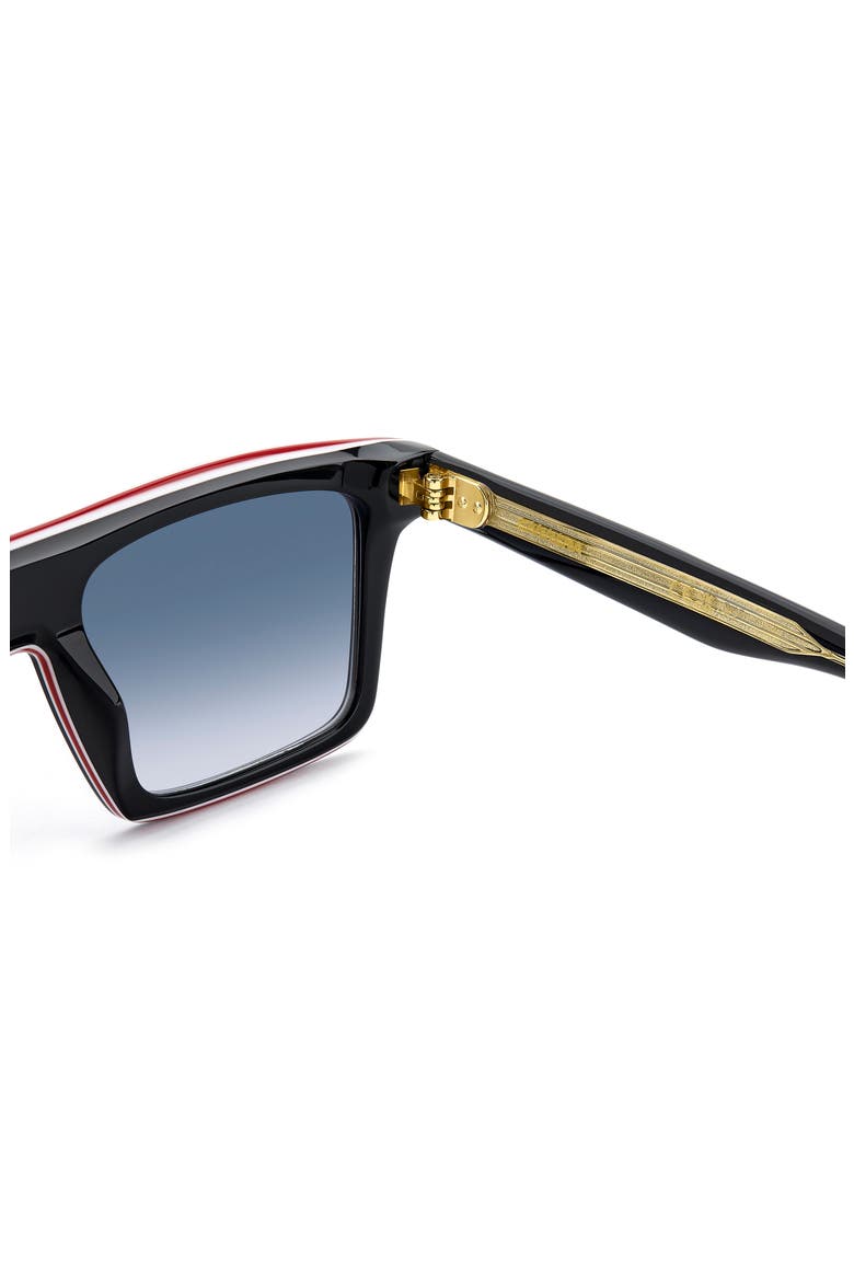 54mm Rectangular Flat Top Sunglasses, Alternate, color, BLACK RED/ DARK BLUE