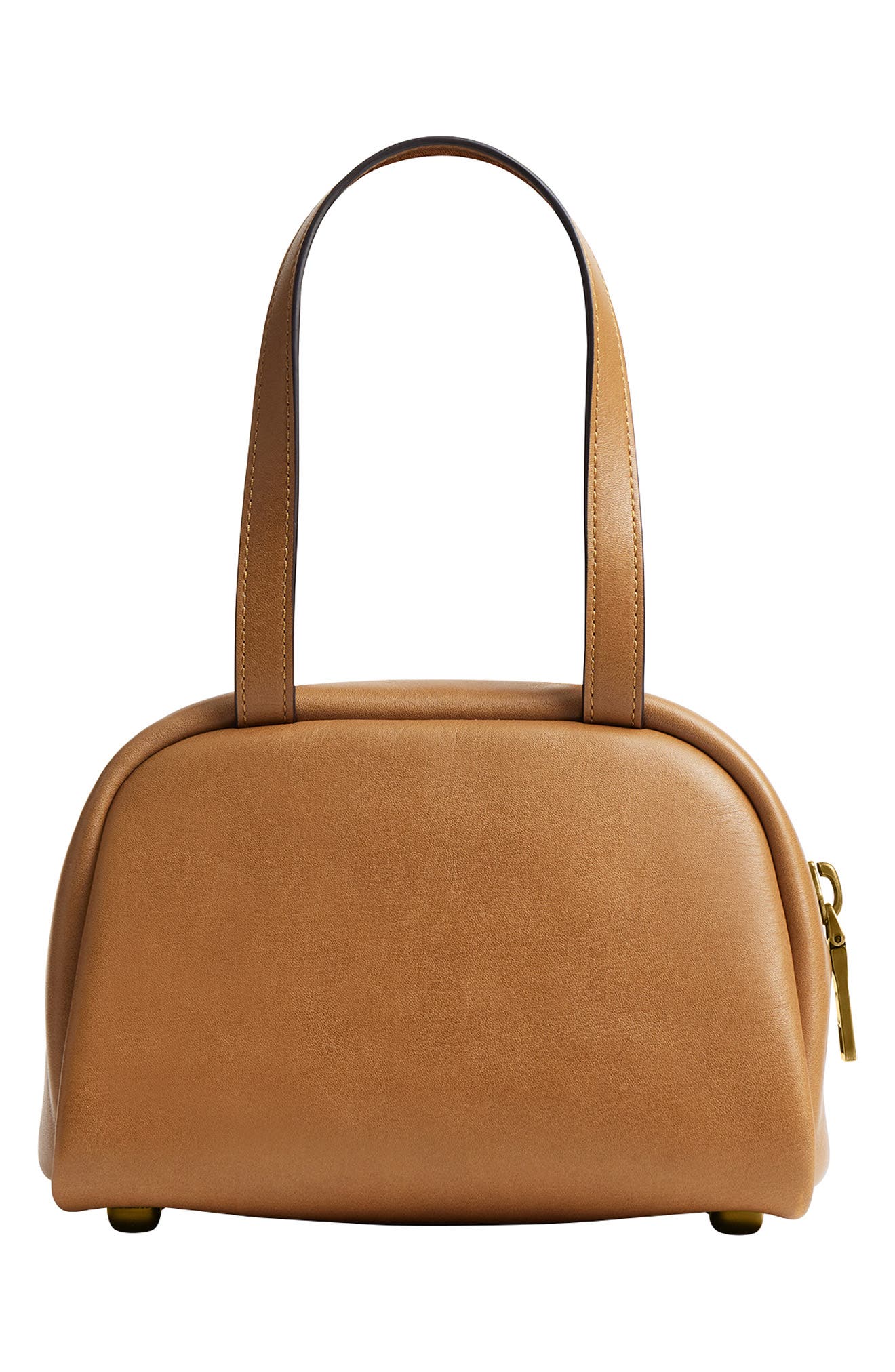 Twin Turnlock Leather Top Handle Bag, Alternate, color, TOFFEE