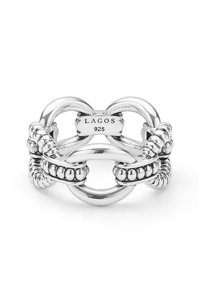 Sterling Silver Link Ring, Alternate, color, SILVER
