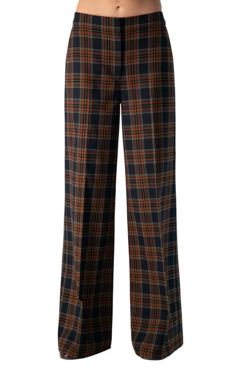 Plaid Wide-Leg Pants