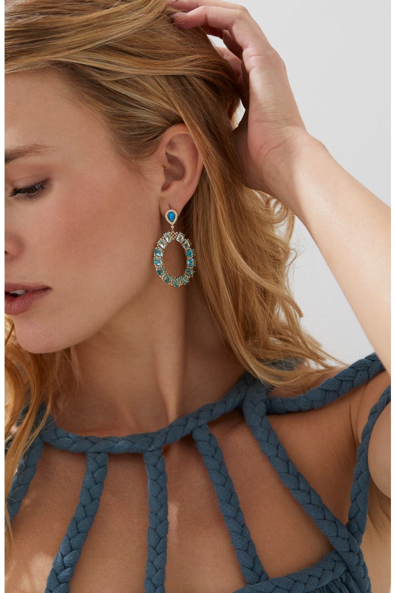 Blue Lagoon Frontal Hoop Earrings, Alternate, color, GOLD