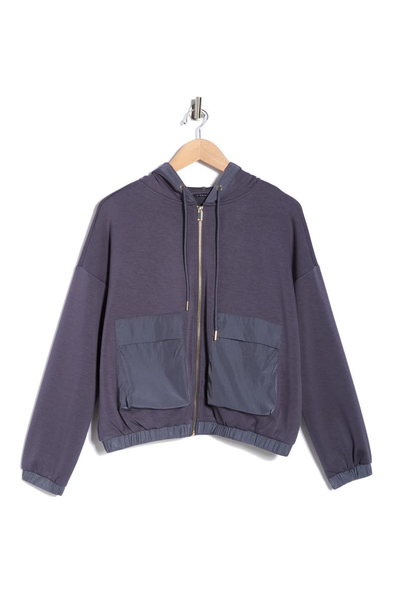 Mixed Media Zip Up Hoodie, Alternate, color, SLATE BLUE