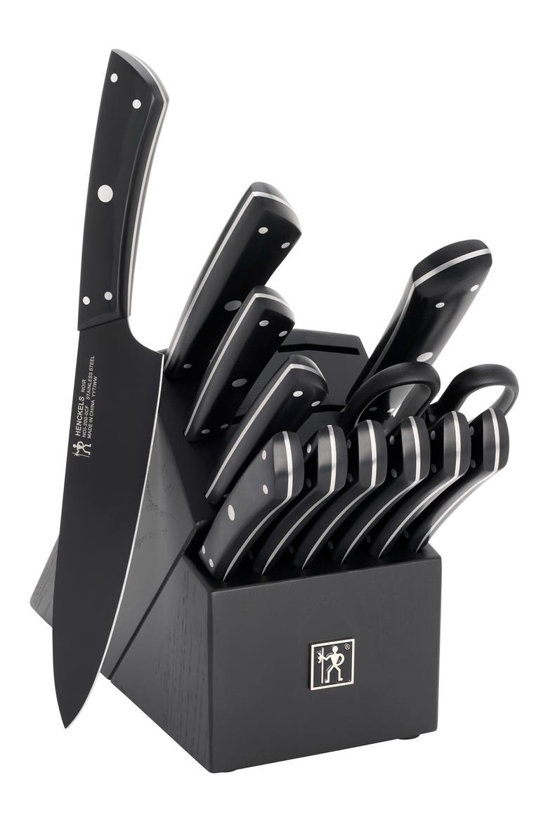 Noir 13-Piece Knife Block Set, Main, color, BLACK