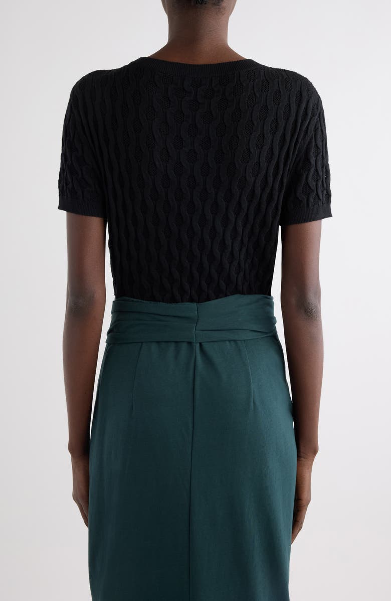 Dries Van Noten Target Short Sleeve Merino Wool Sweater, Alternate, color, Black