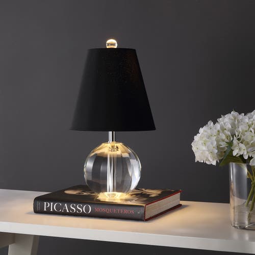 Jonathan Y Goddard 16" Crystal Ball/metal Led Table Lamp In Clear/black